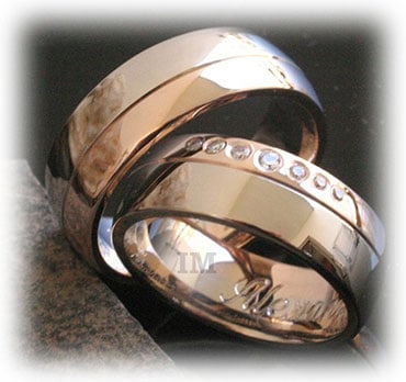 IM343 two tone wedding rings custom set gold