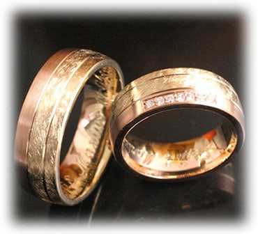 IM352 unusual wedding rings rose gold ice matted