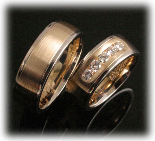 TT Elegant Two-Tone Stainless Steel Engagement Wedding Band Ring Set – Cubic Zirconia, Unisex