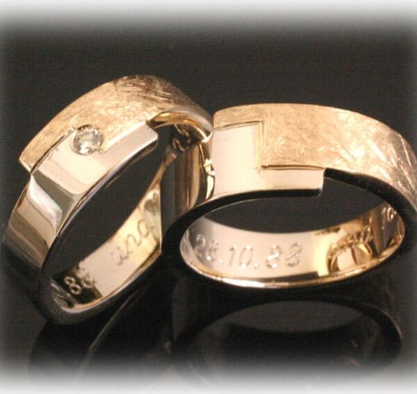 Matching Wedding Bands Ft353 Two Tone Gold With Diamond