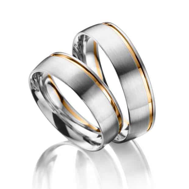 Two Tone Wedding Bands FT226 White And Yellow Gold 